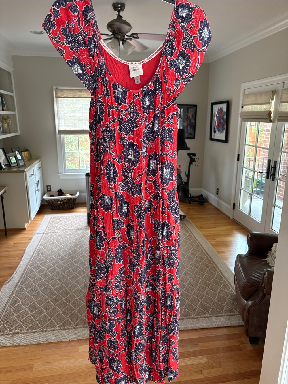 Knox Rose Red Floral Maxi Dress with Navy Accents